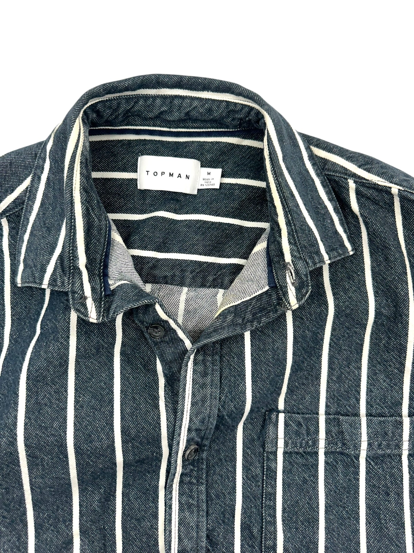 Topman Men's Blue and White Striped Button Down
