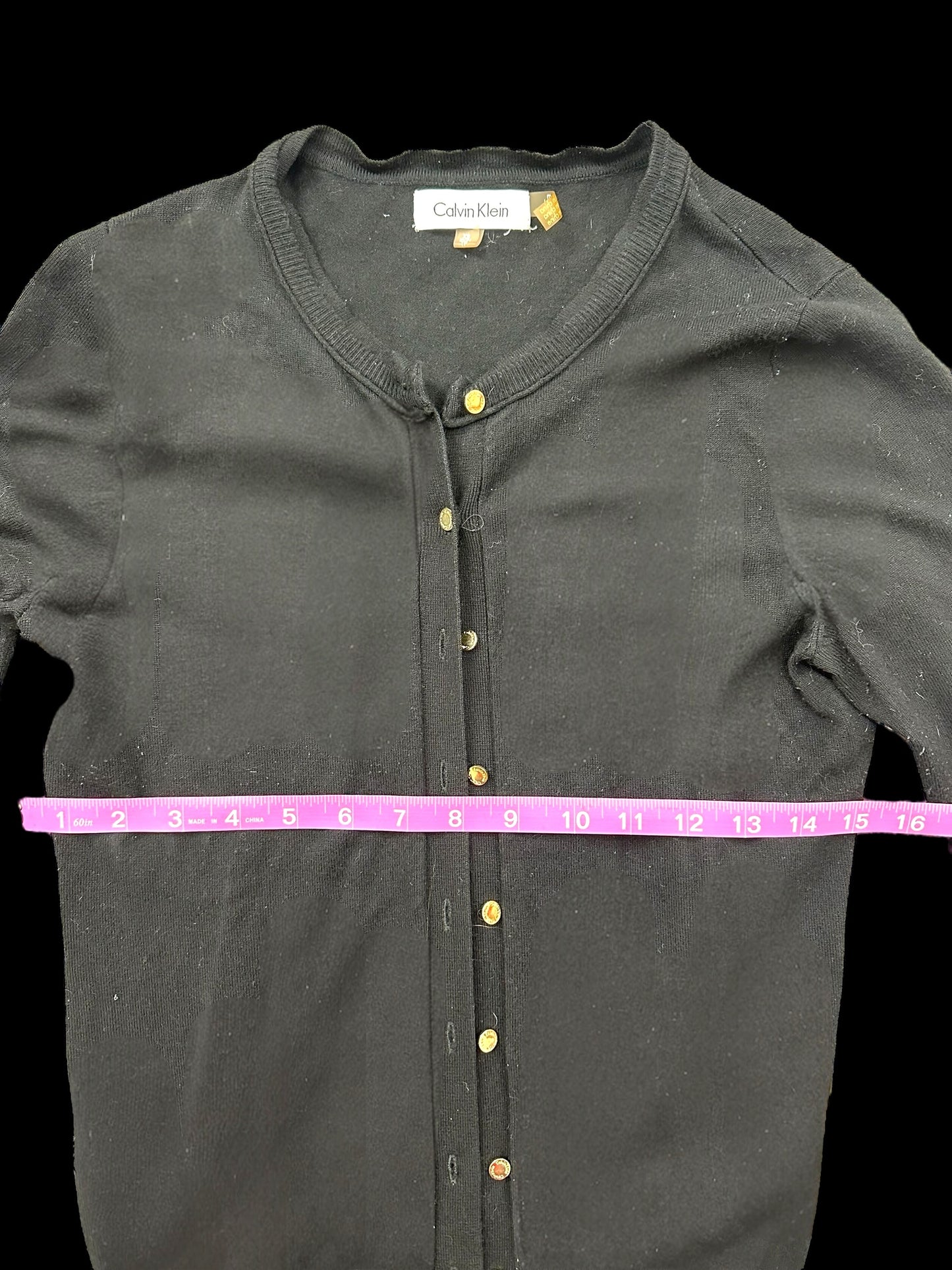 Calvin Klein Black Cardigan with Gold Buttons