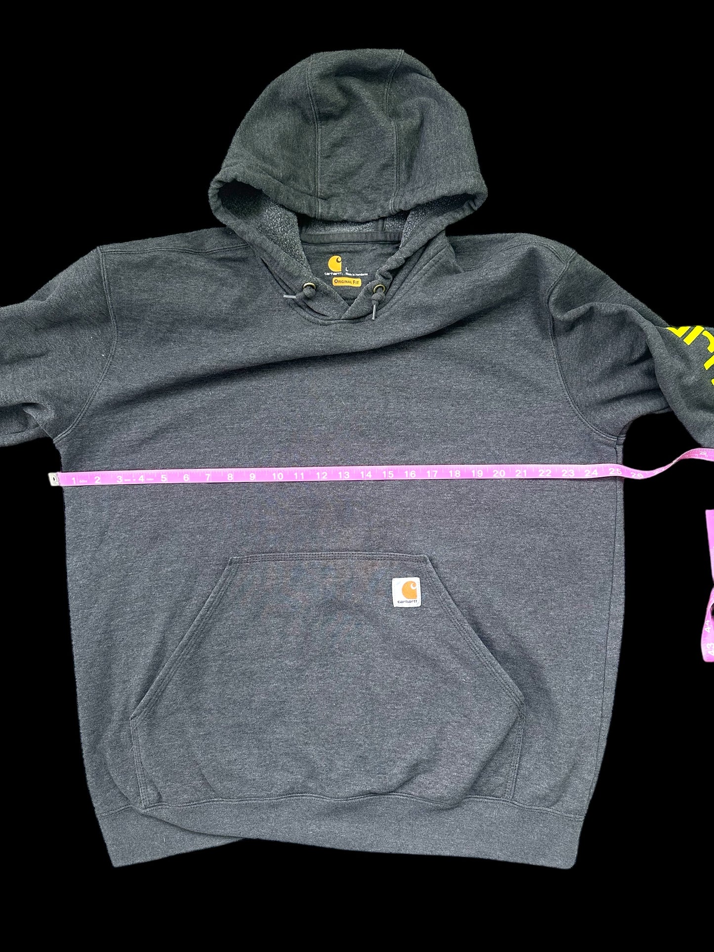 Carhartt Grey Hoodie with Chartreuse Logo