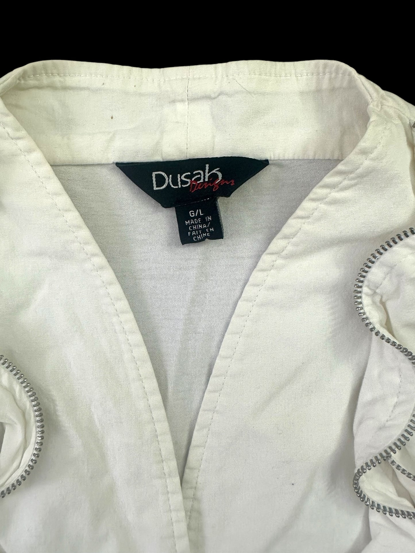 Dusak Zipper Ruffle Sleeveless Blouse