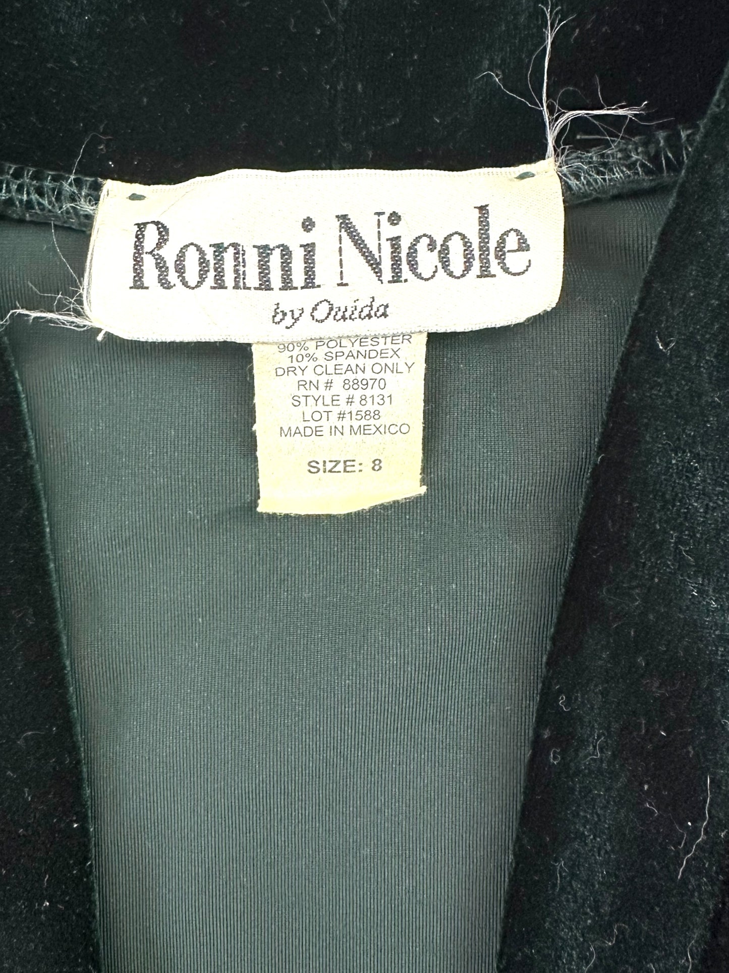 Vintage 2 Piece Ronni Nicole Green Velvet Dress & Jacket