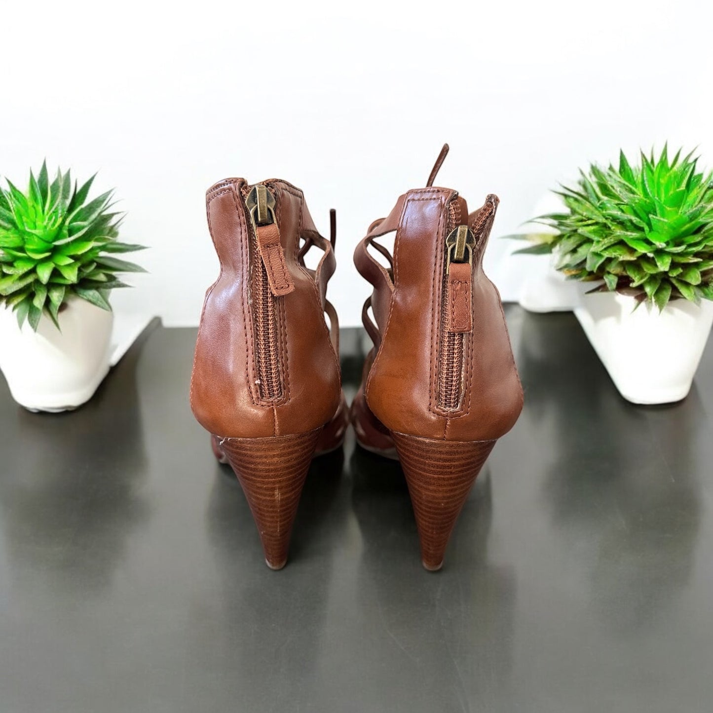 Franco Sarto Leather Heel Sandals Size 8
