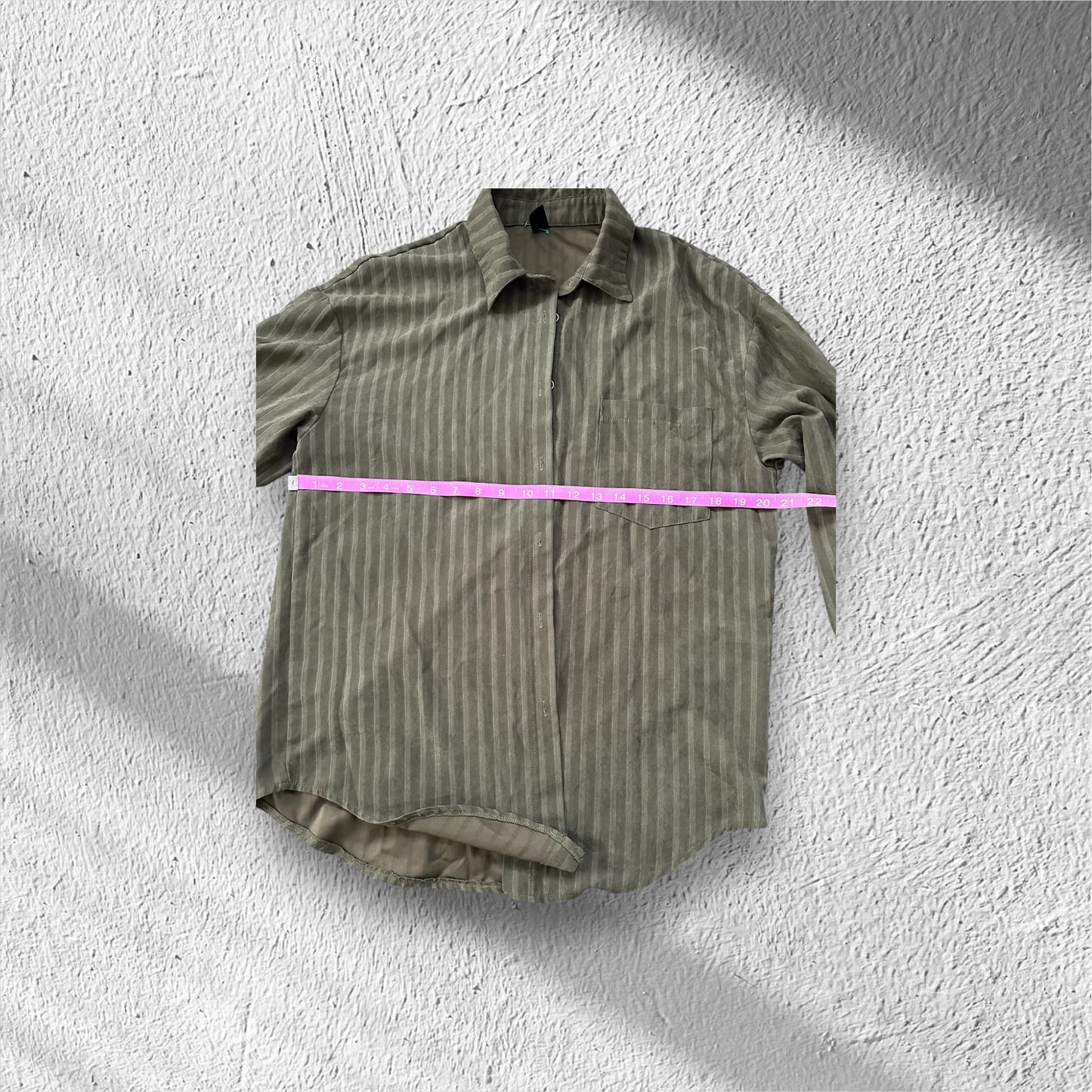 Shein Green Striped Button up Shirt