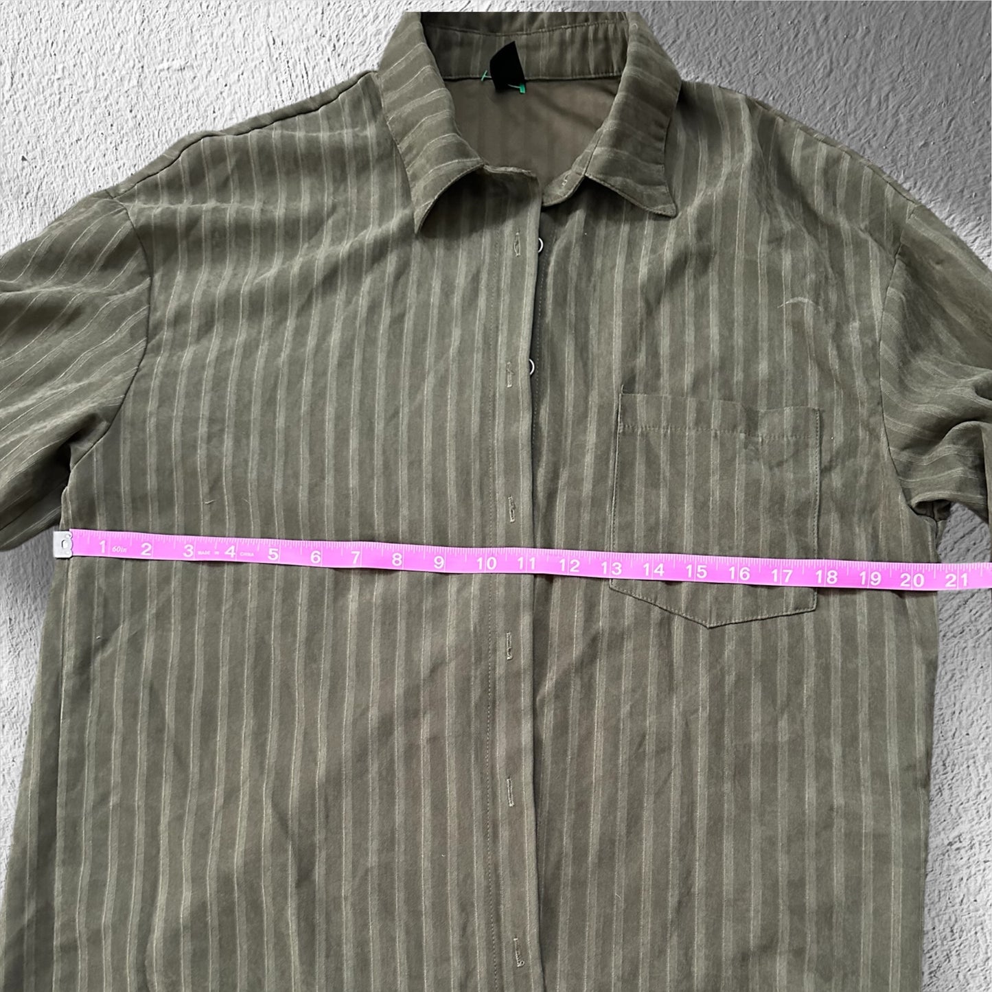 Shein Green Striped Button up Shirt
