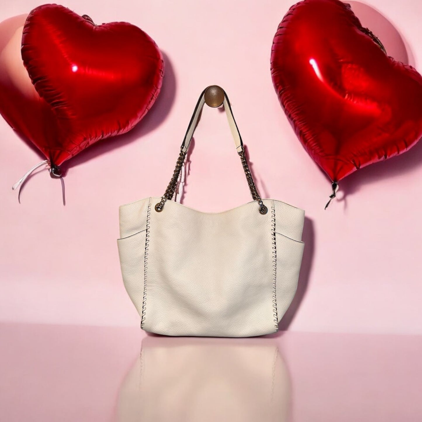 Micheal Kors Ice White Whipped Chelsea Tote Bag
