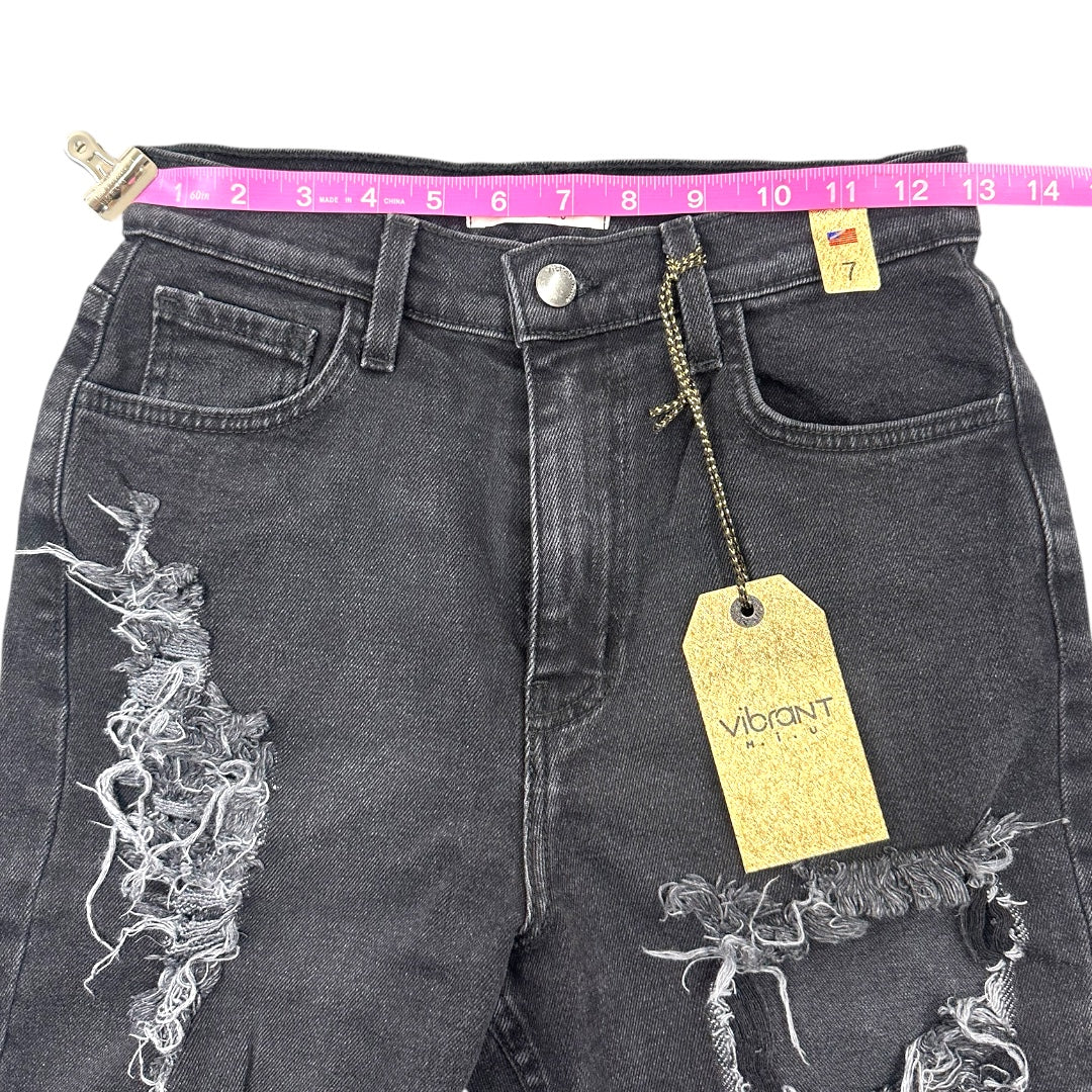 Vibrant M.I.U. High Rise Distressed Mom Jeans