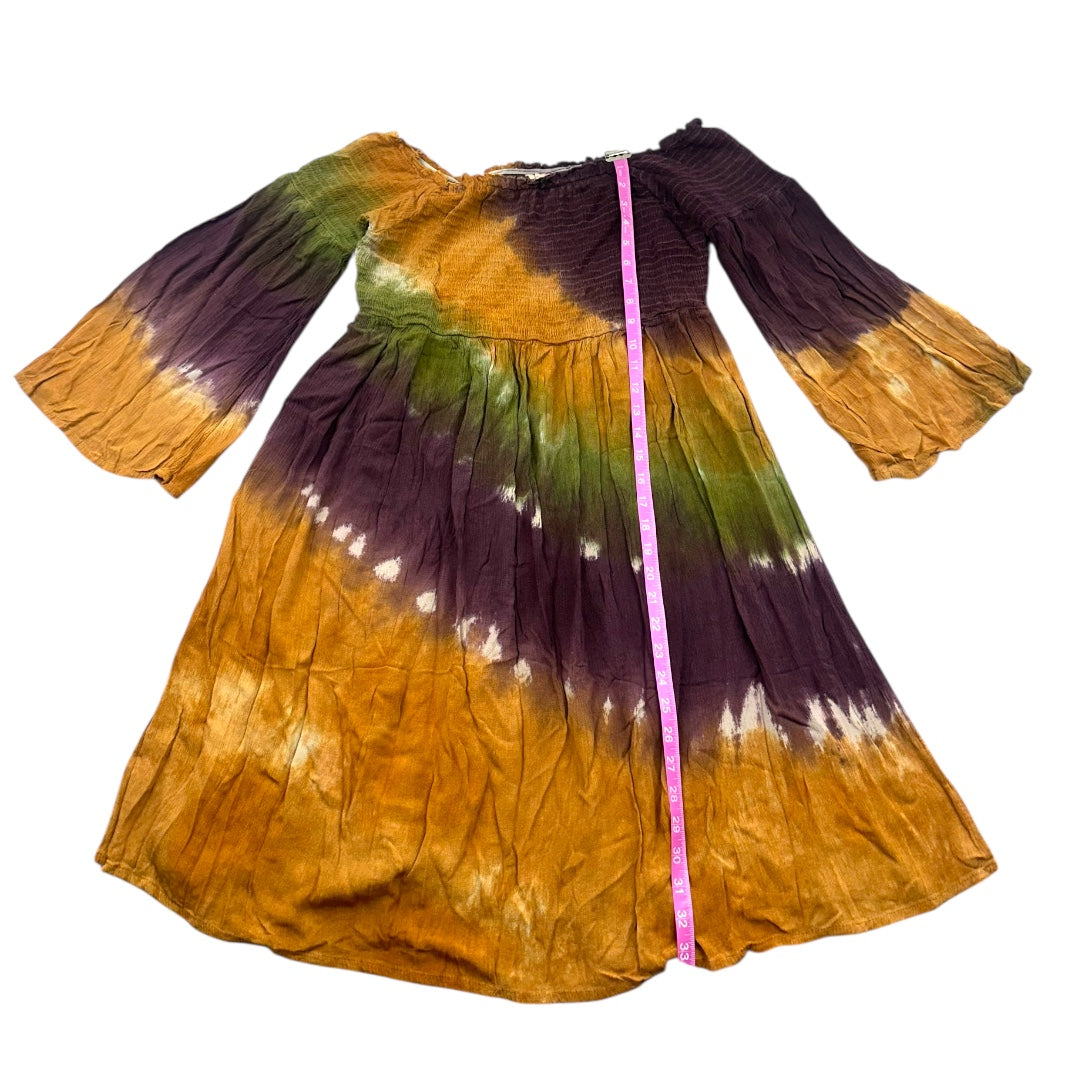 Tie Dye Off The Shoulder Smocked Mini Dress