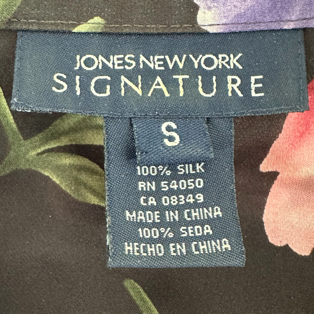 Jones New York Floral Print Silk Blouse