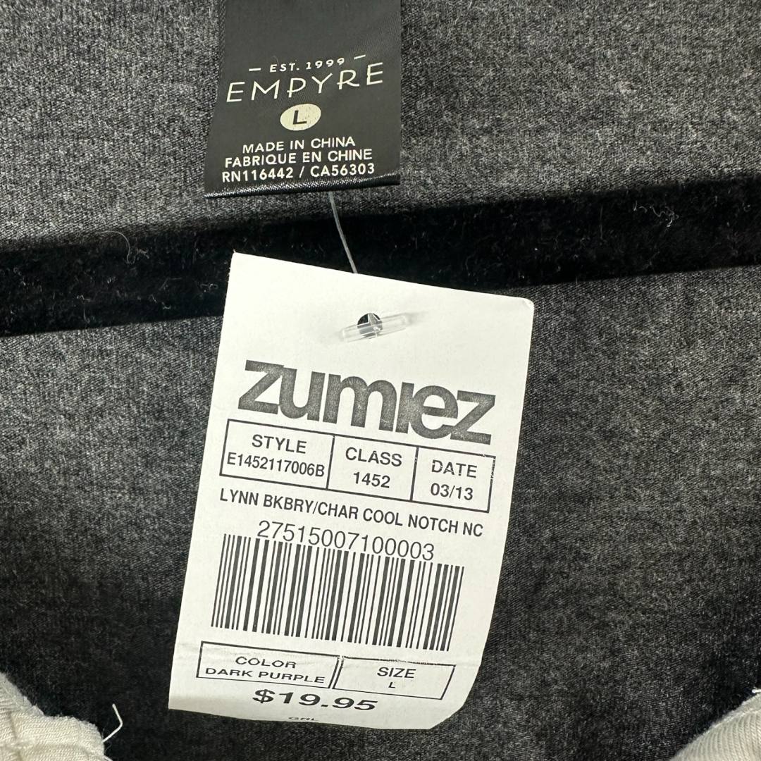 Empyre by Zumiez Raglan T Shirt Embroidered "Cool" NWT