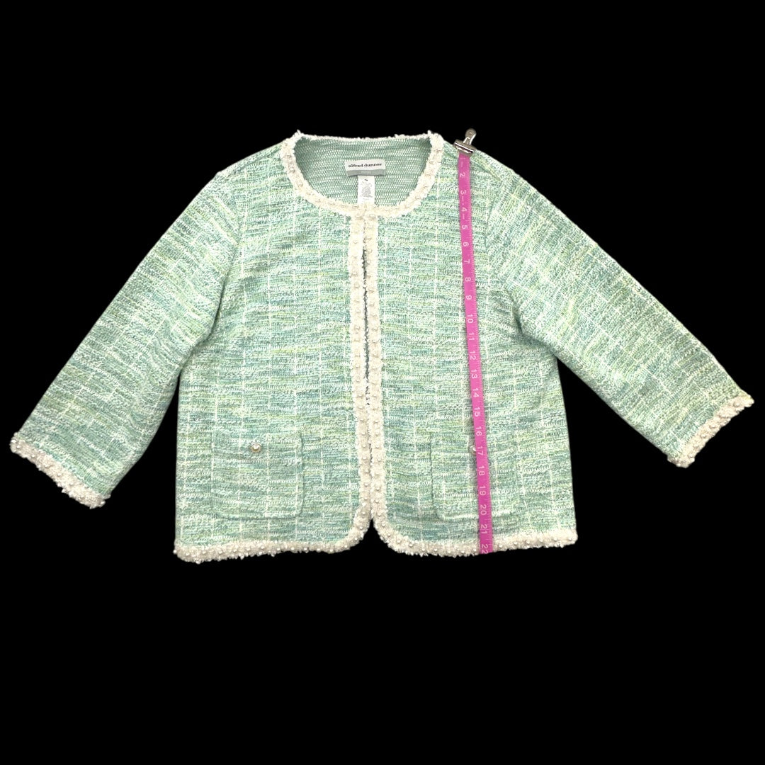 Alfred Dunner Mint Boucle Knit Jacket with Pearl Trim