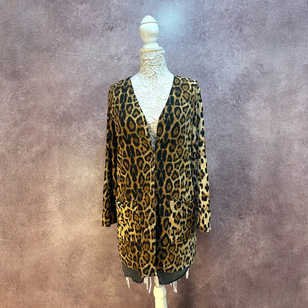 Leopard Print Button Up Cardigan