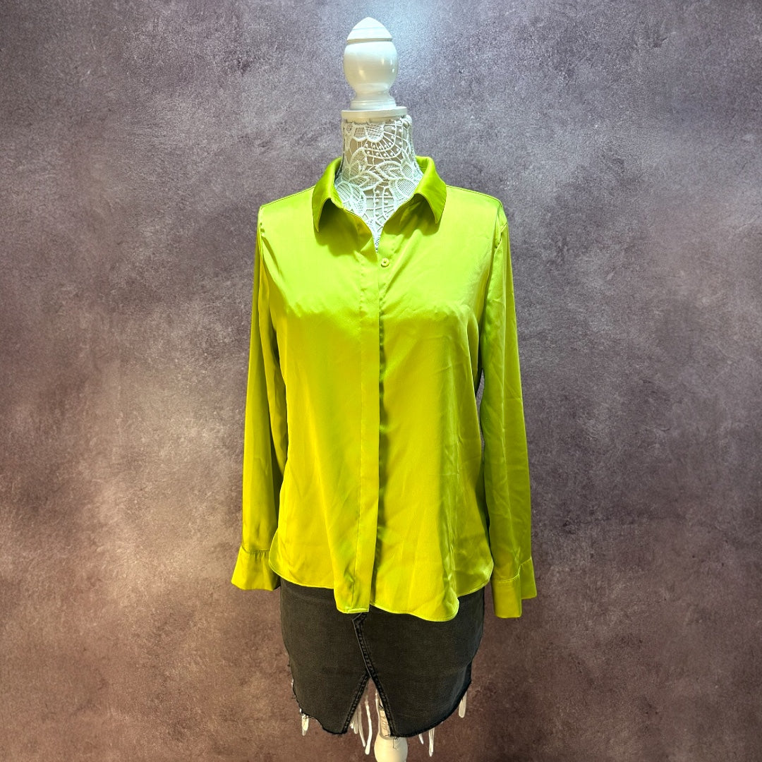 A New Day Chartreuse Satin Blouse