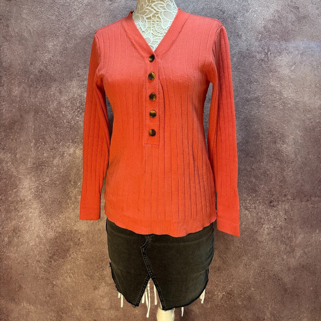 Ribbed Henley Sweater