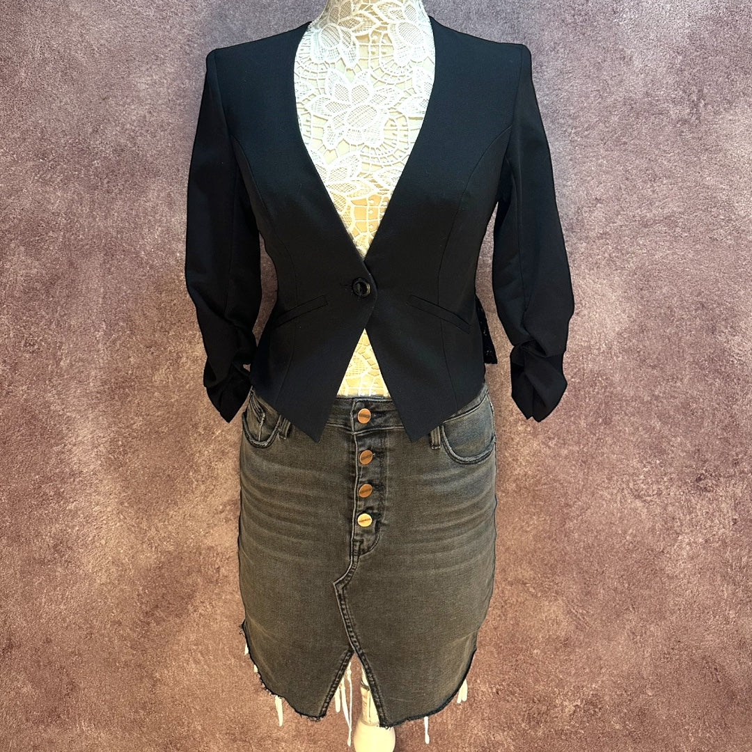 Iz Byer Black Lace Back Blazer