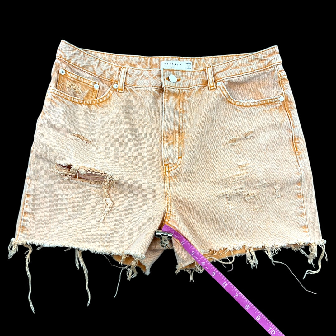Topshop Mom Dusty Peach Distressed Denim Shorts