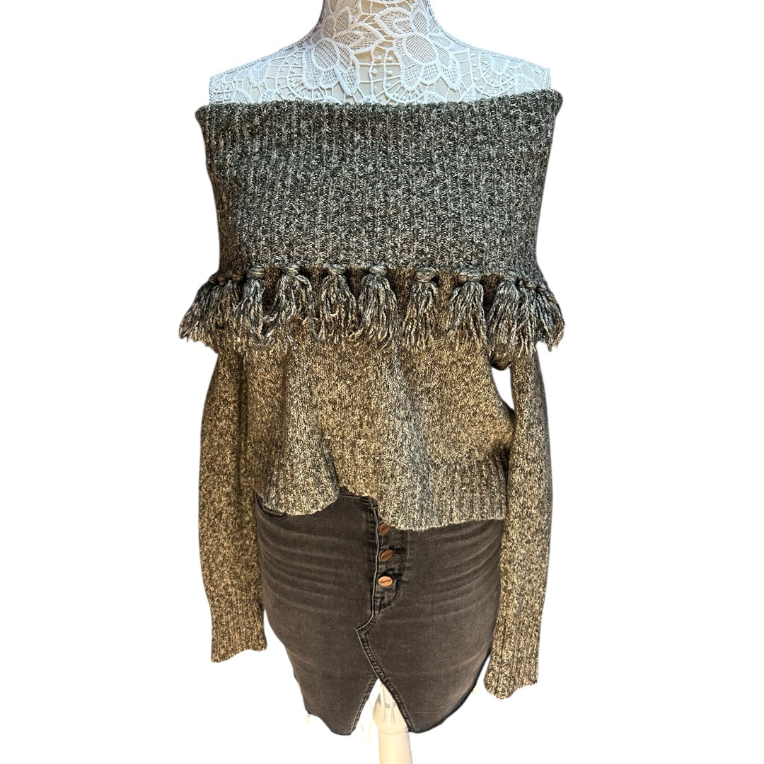 Kensie Marled Fringe Cowl Neck Sweater
