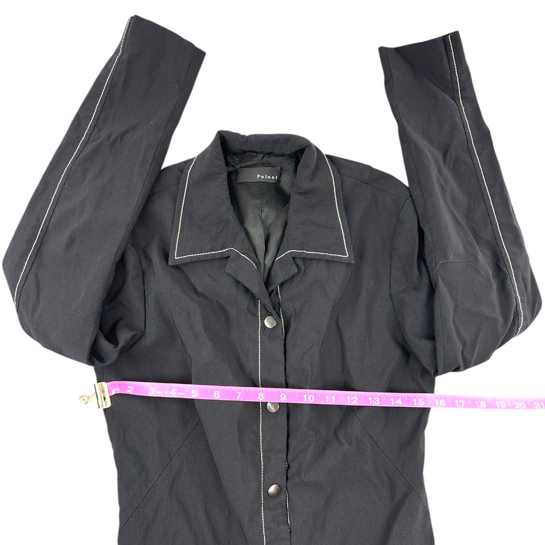 Poleci Black Longline Shirtdress with Contrast White Stitching