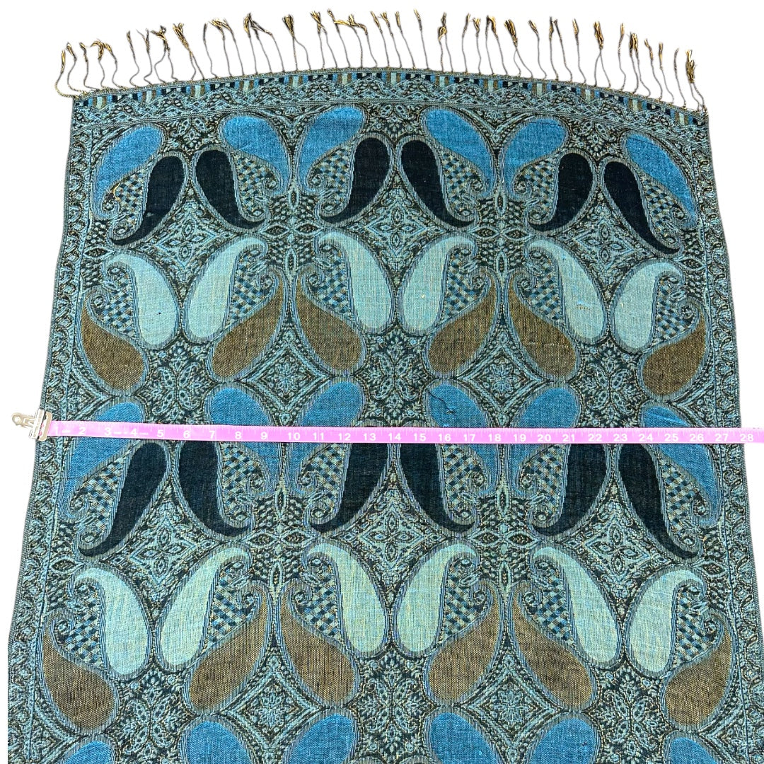 Blue Paisley Patterned Pashmina Shawl