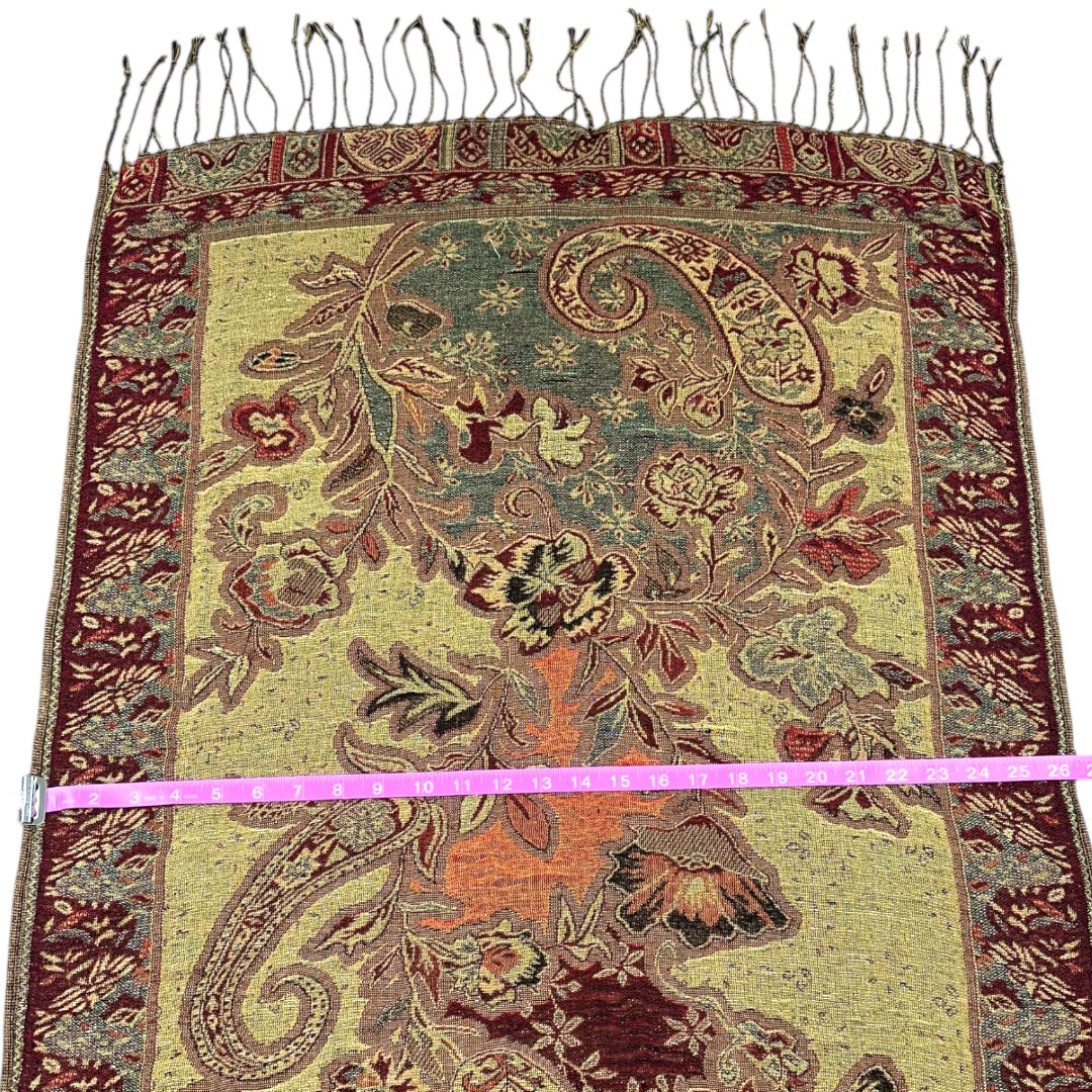 Red & Gold Pashmina and Silk Scarf