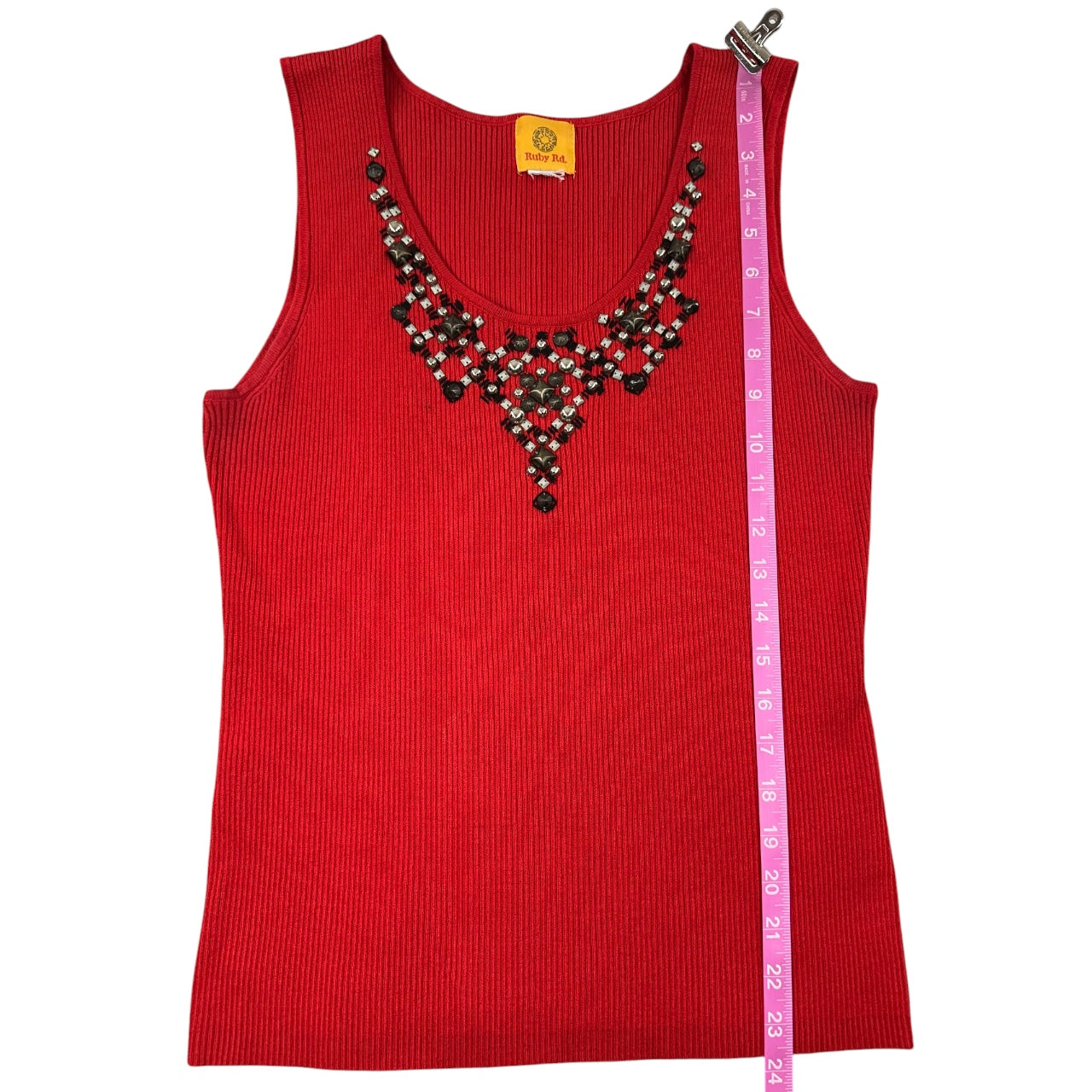 Y2K Ruby Rd. Red Ribbed Tank Top