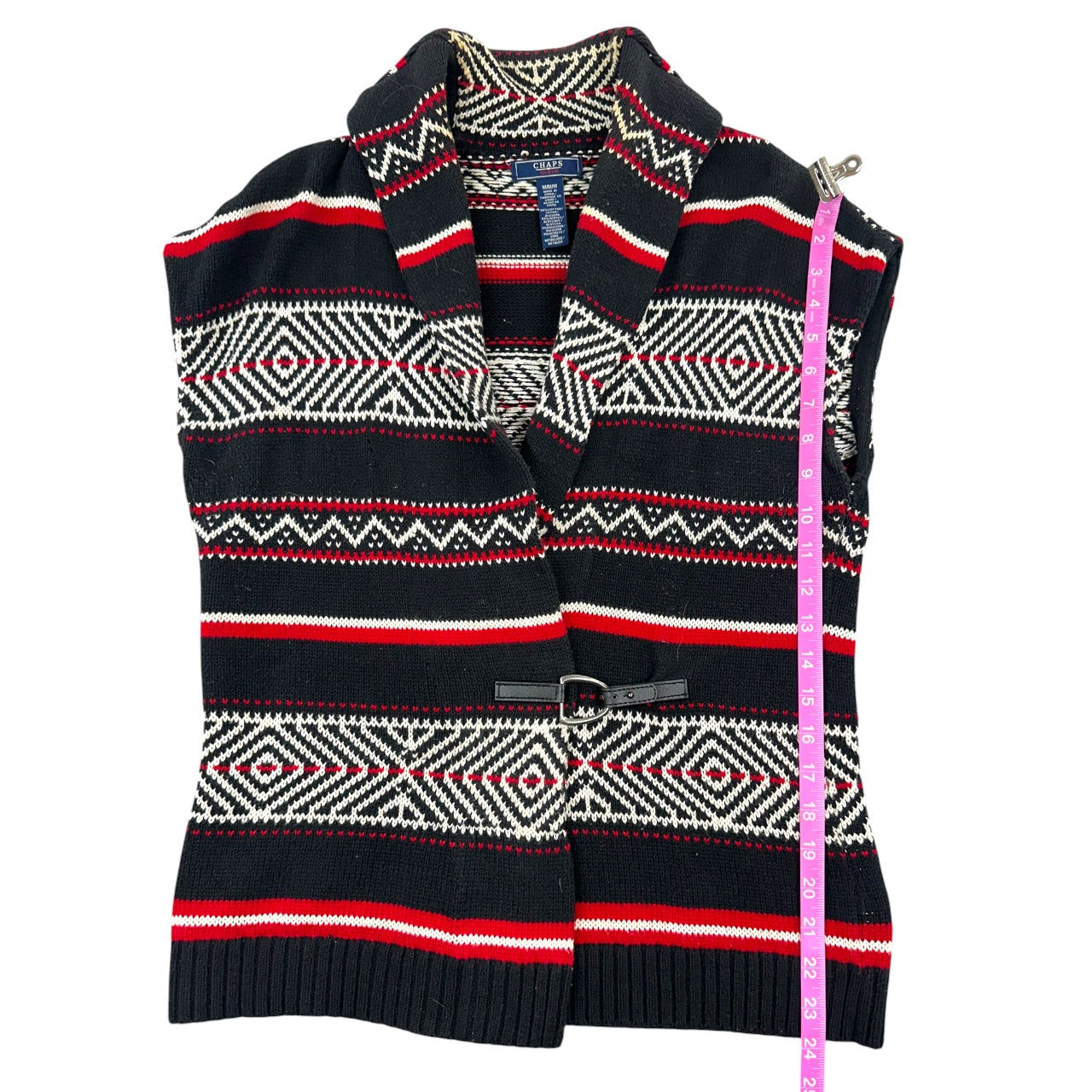 Chaps Geometric Sweater Vest with Toggle Closure