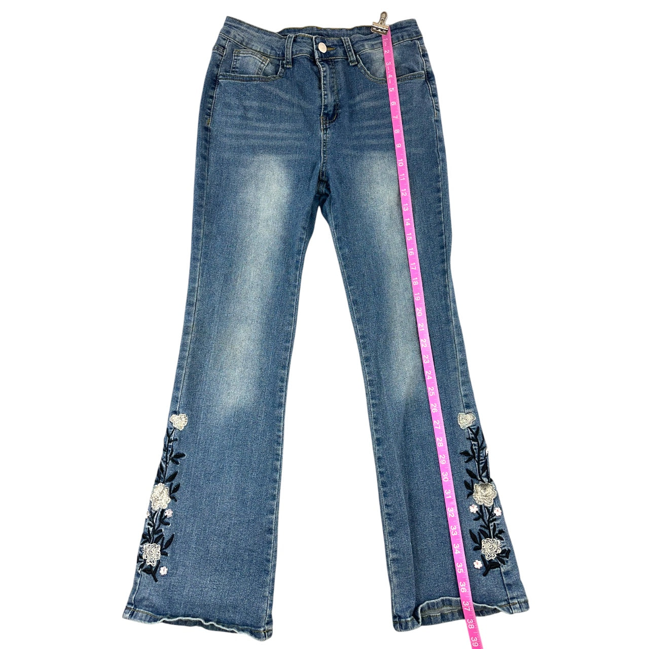 Boho Y2K Fairycore Floral Embroidered Flare Jeans