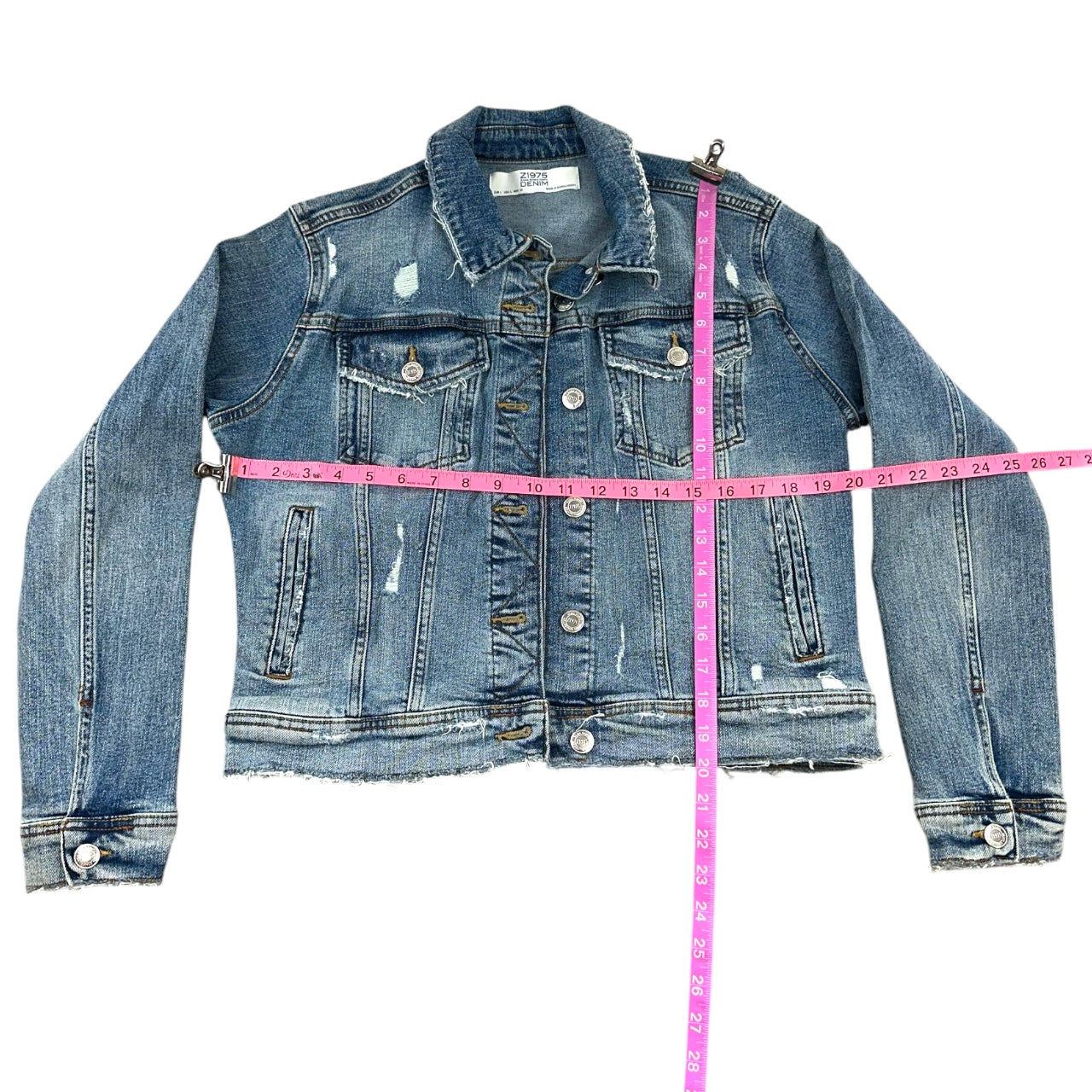 Zara Z1975 Distressed Denim Jacket