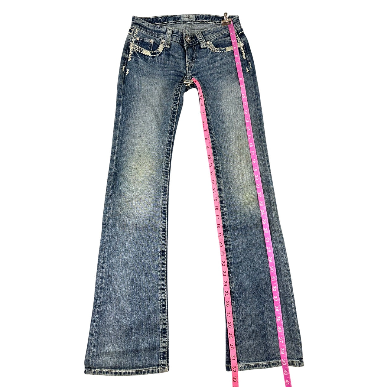 Vintage Y2K Daytrip Bootcut Jeans Embroidered Bling Flap Pocket Denim