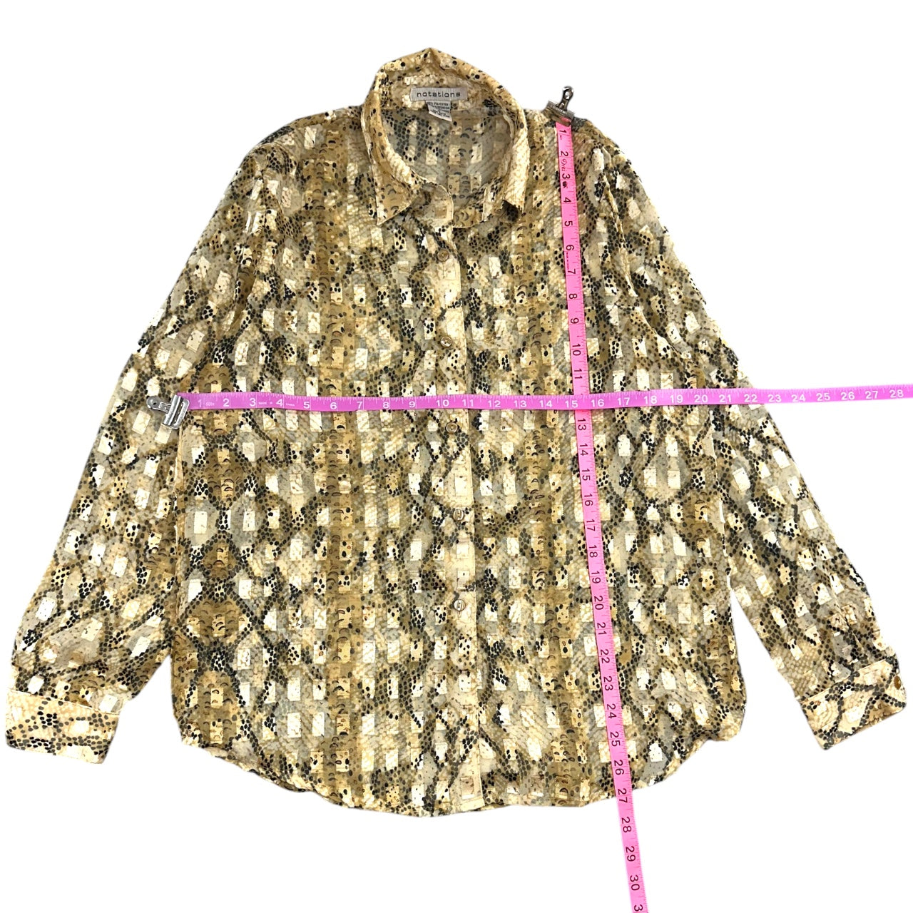 Vintage Y2K Notations Sheer Snake Print Blouse