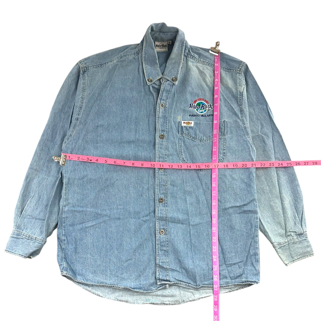 Vintage 90s Hard Rock Cafe Puerto Vallarta Denim Shirt