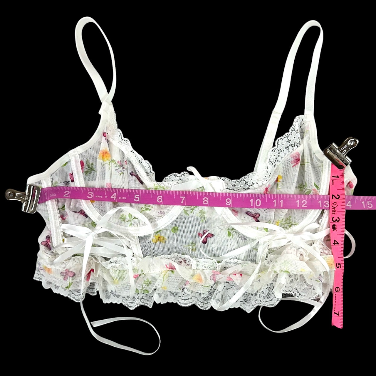 Vintage Style Coquette Floral Mesh Lingerie Set