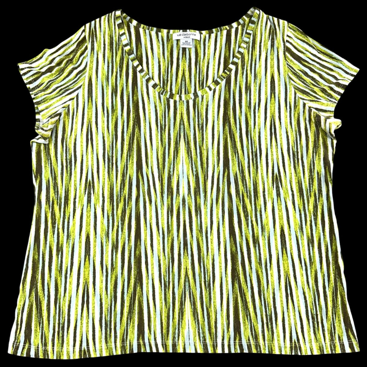 Vintage Liz Claiborne Chartreuse Geometric Knit Top