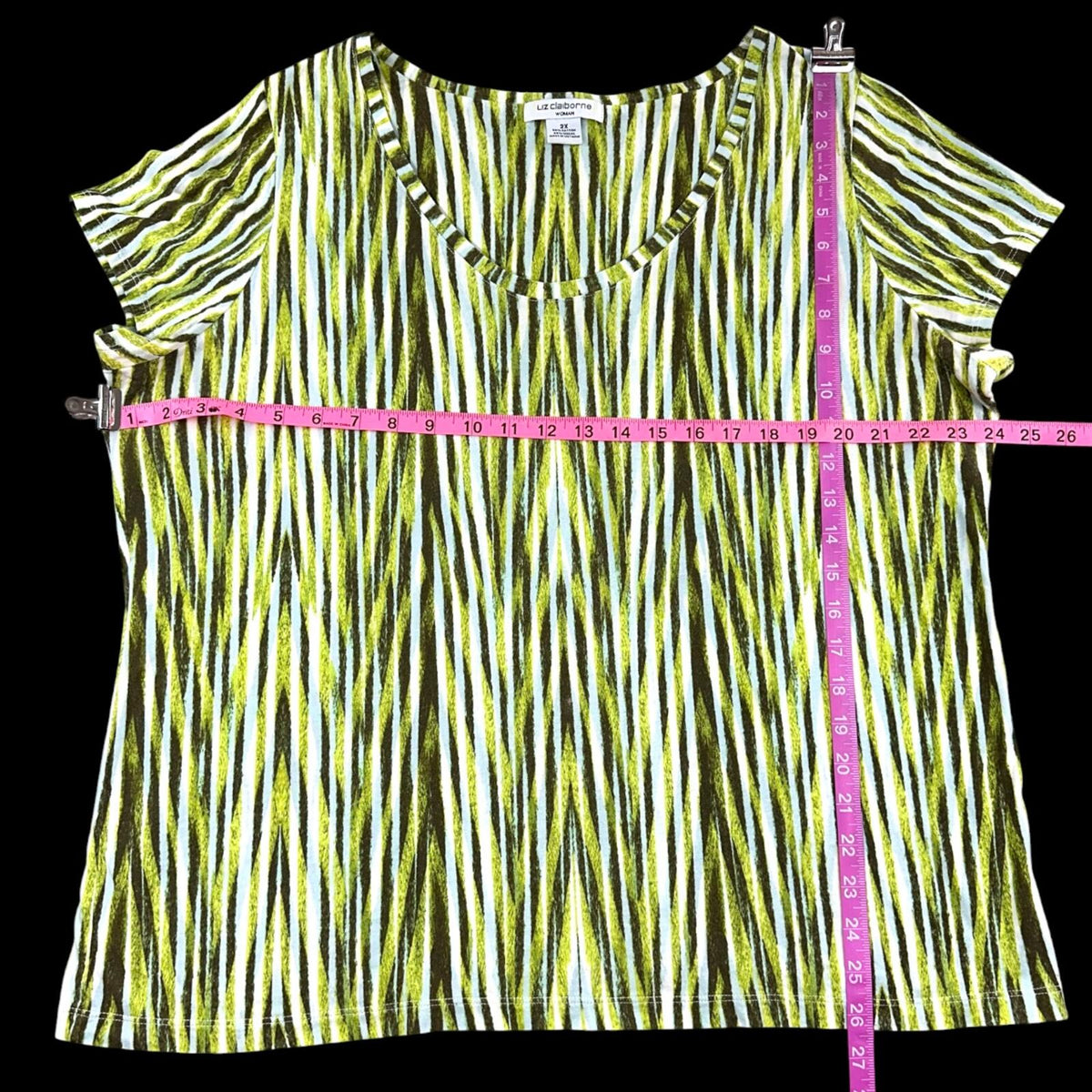 Vintage Liz Claiborne Chartreuse Geometric Knit Top