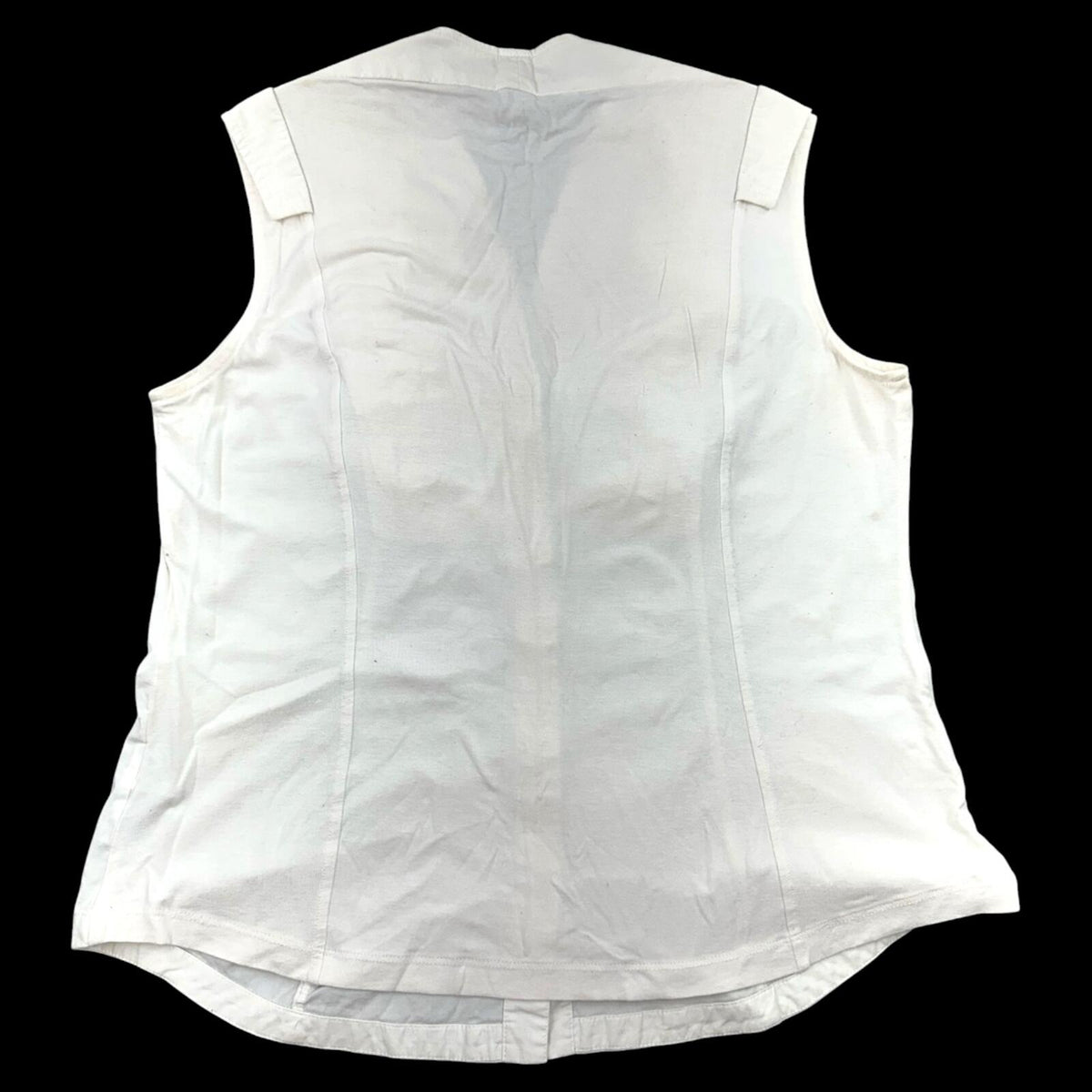 Dusak Designs White Sleeveless Blouse with Silver Zipper Ruffle Trim