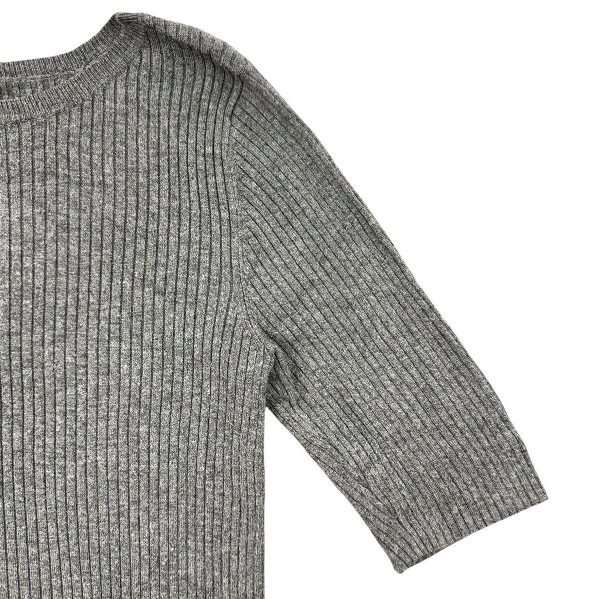 Express Gray Ribbed Boatneck Knit Top