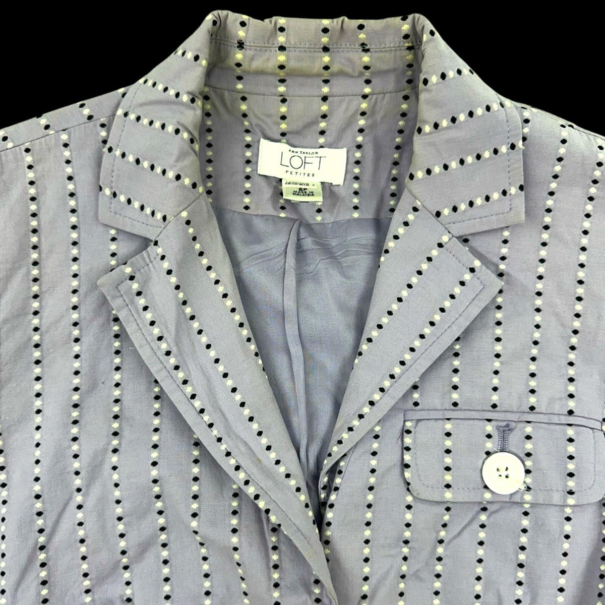Ann Taylor LOFT Vintage Inspired Lavender Polka Dot Blazer 3/4 Sleeve