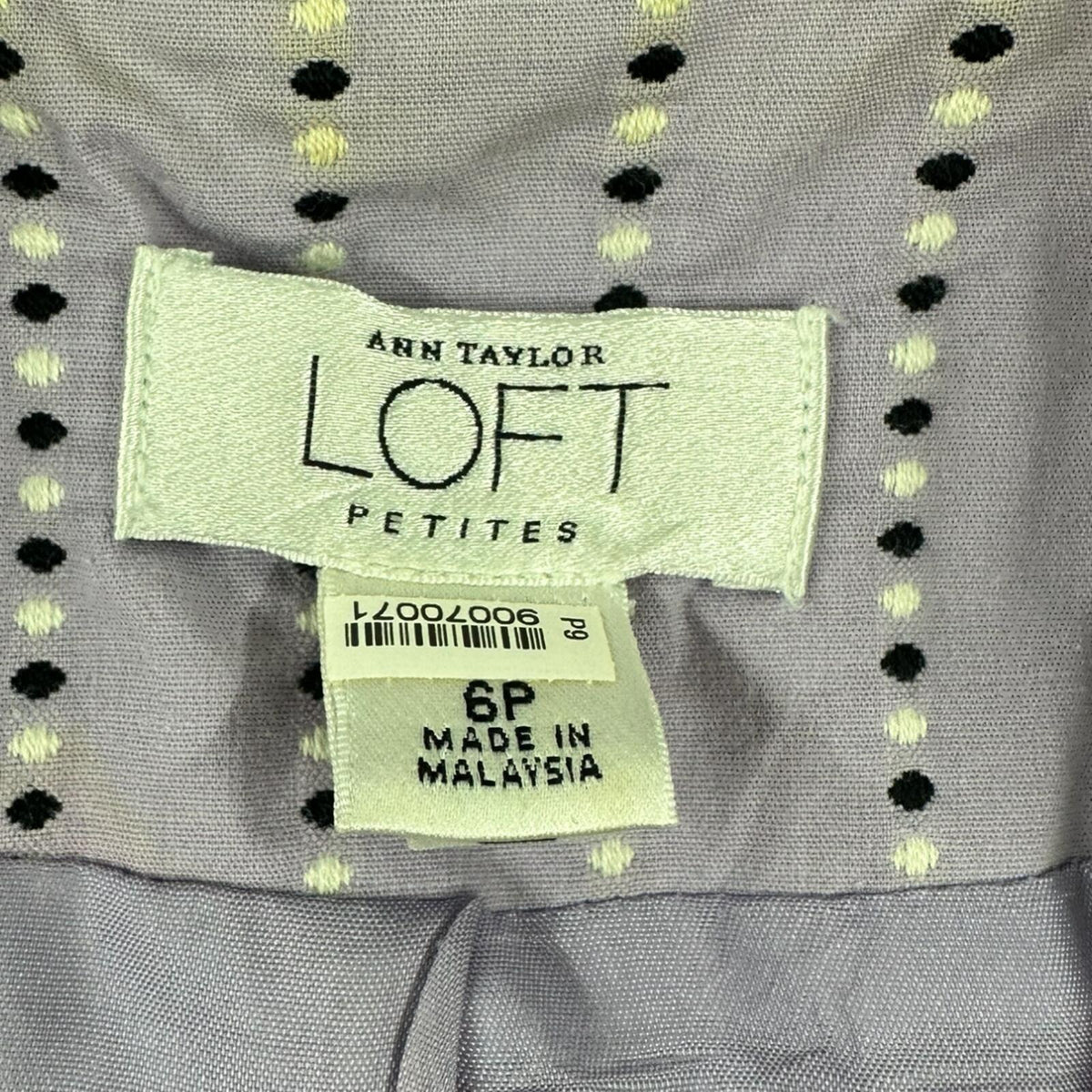 Ann Taylor LOFT Vintage Inspired Lavender Polka Dot Blazer 3/4 Sleeve