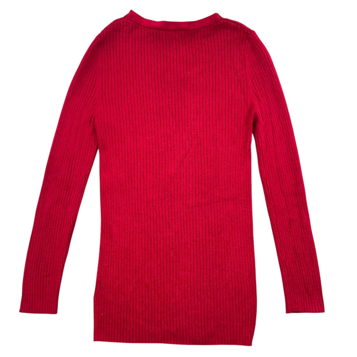 Express Cherry Red Ribbed Knit Sweater with Silver Half Zip Y2K Office Siren