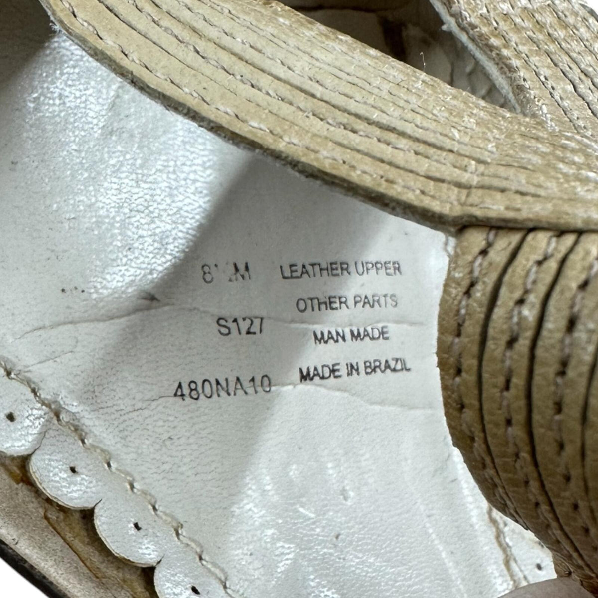Naturalizer Beige Champagne Textured Strap Sandals with Low Block