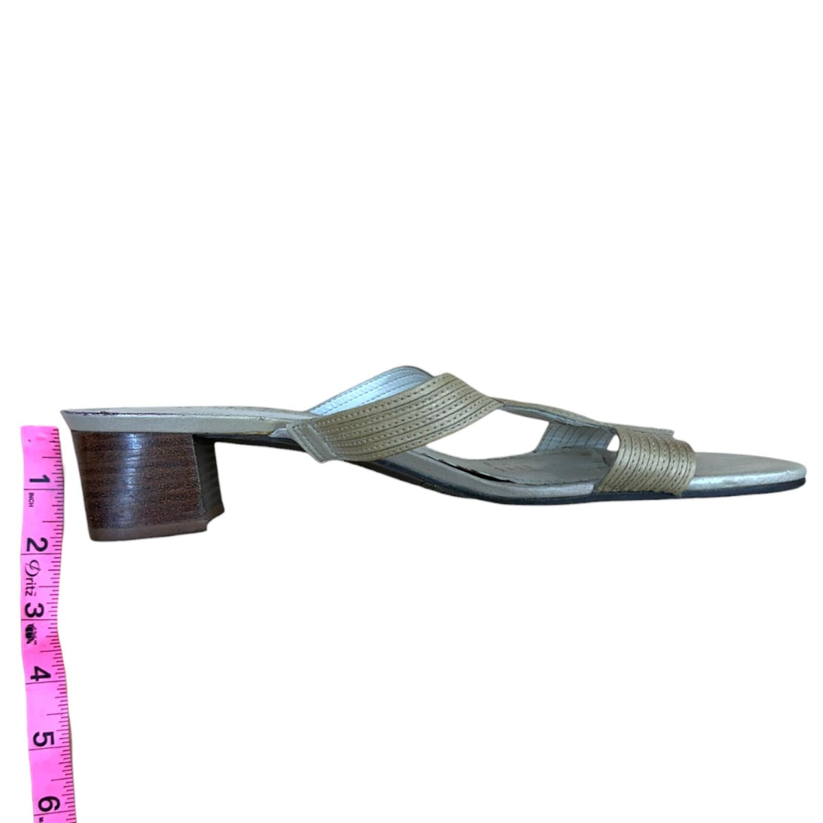 Naturalizer Beige Champagne Textured Strap Sandals with Low Block