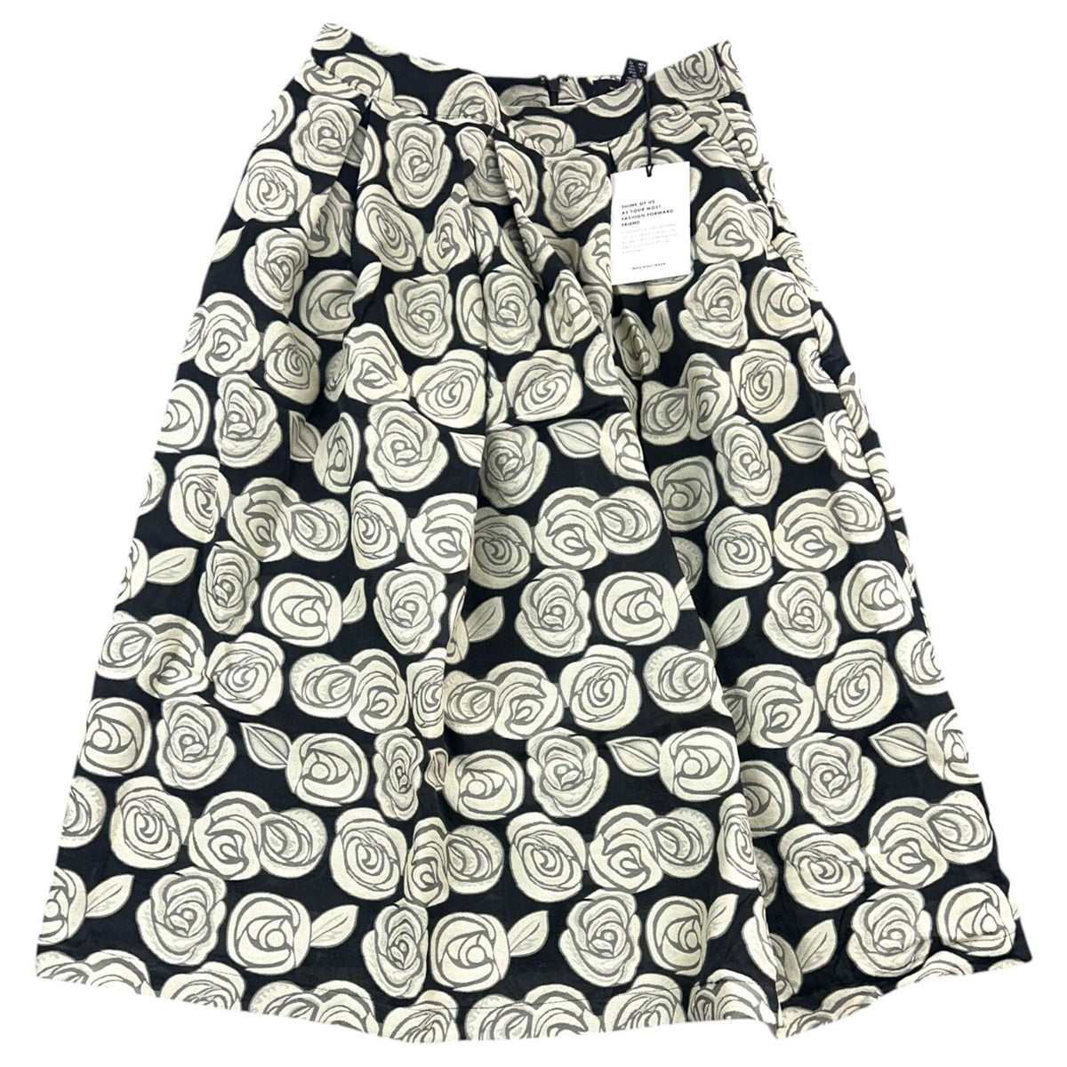 NWT Who What Wear Black and Gray Floral Pleated Midi Skirt Maximalist