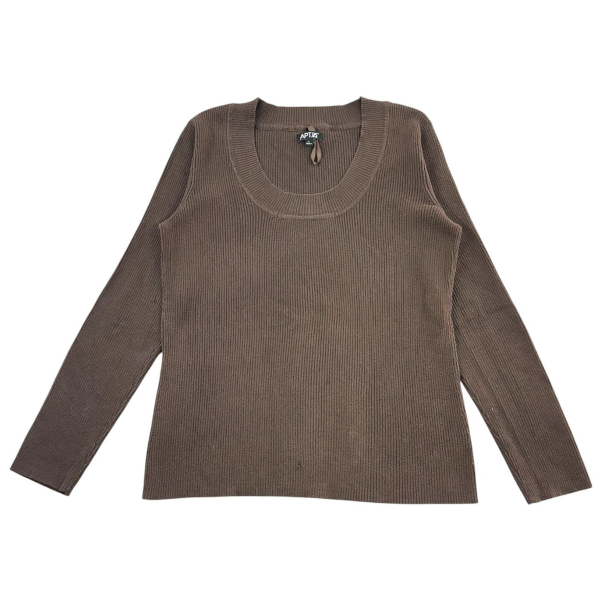 Apt. 9 Brown Ribbed Scoop Neck Sweater 90s Minimalist Office