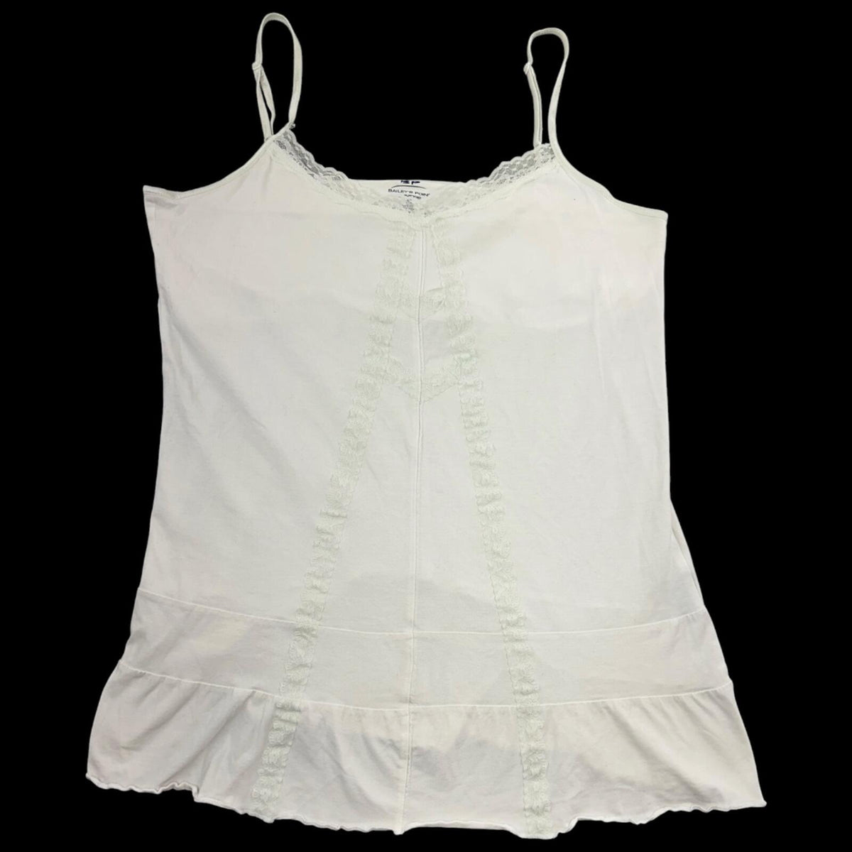 Bailey's Point White Lace Cami Top with Ruffled Hem Coquette Fairy Y2K