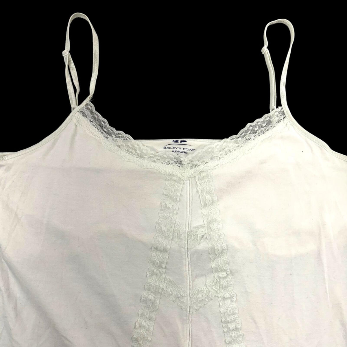Bailey's Point White Lace Cami Top with Ruffled Hem Coquette Fairy Y2K
