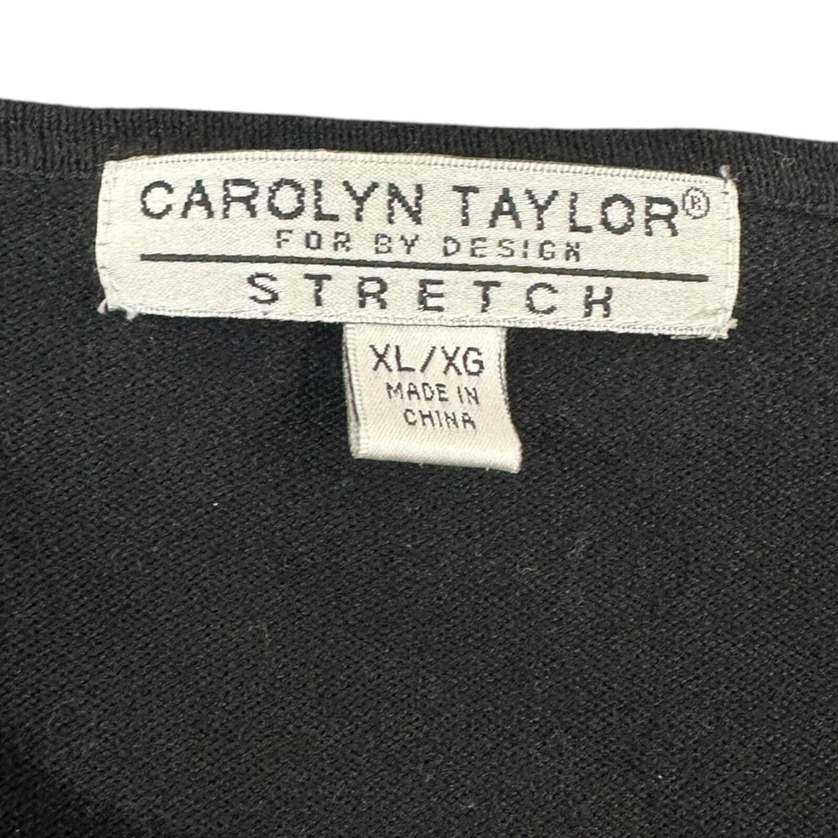 Carolyn Taylor Black Stretch Knit Cardigan with Rhinestone M Initial