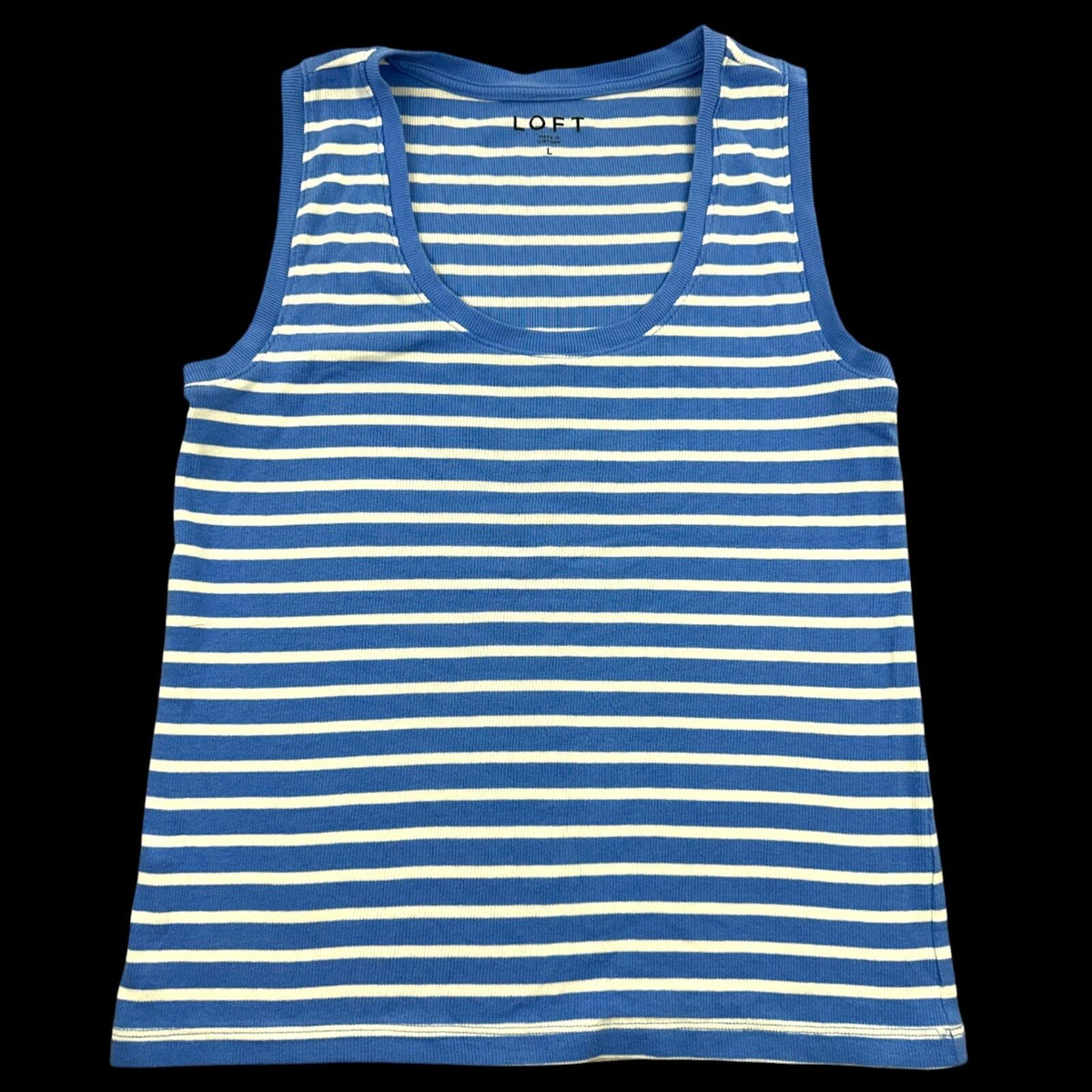 LOFT Blue and White Striped Tank Top 90s Minimalist Coastal Grandma