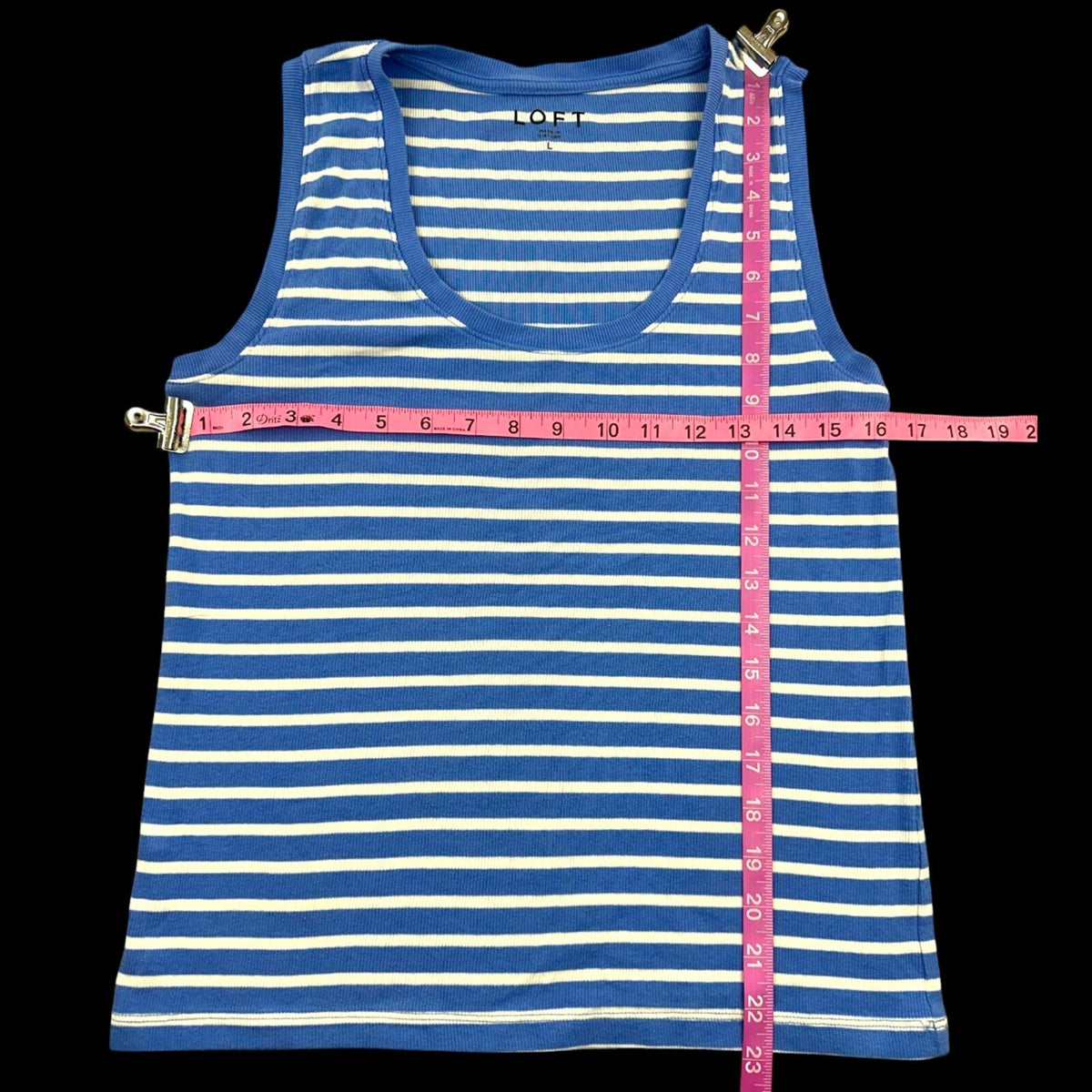 LOFT Blue and White Striped Tank Top 90s Minimalist Coastal Grandma