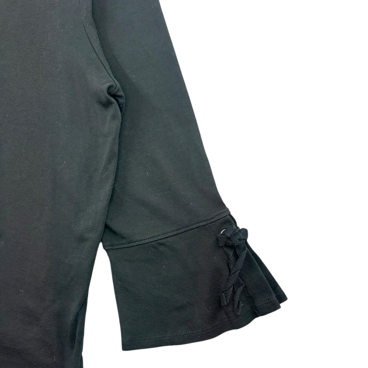 J. Jill Black Bell Sleeve Top with Silver Grommet Tie Detail