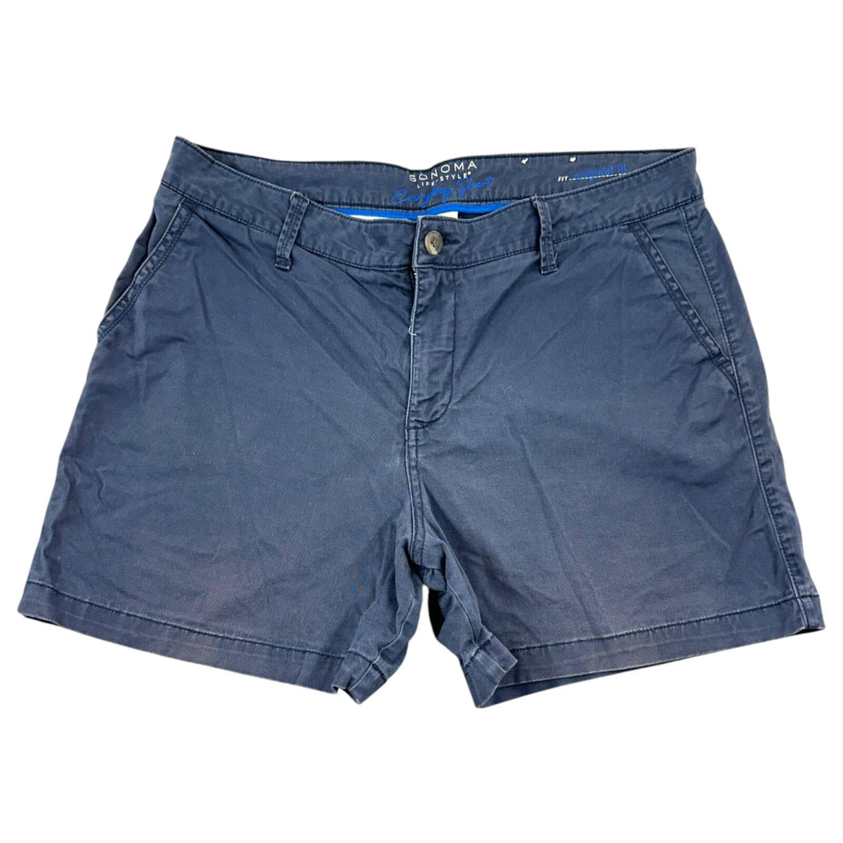 Sonoma Navy Blue Chino Shorts Classic Mid Rise Cotton Blend