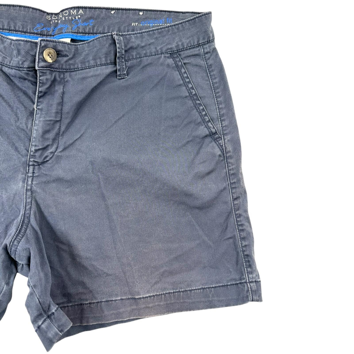 Sonoma Navy Blue Chino Shorts Classic Mid Rise Cotton Blend